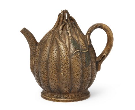 A Chinese Yixing 'Buddha's Hand' Cadogan teapotRepublic periodModelled as an upright finger citron with handle modelled as a 