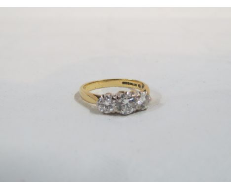 18CT GOLD DIAMOND 3 STONE RING WITH 1.37 CARAT OF DIAMONDS