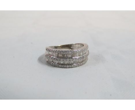 9CT WHITE GOLD &amp; DIAMOND PAVE SET RING 