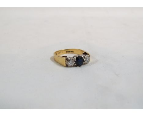 18 CARAT GOLD SAPPHIRE &amp; DIAMOND 3 STONE RING