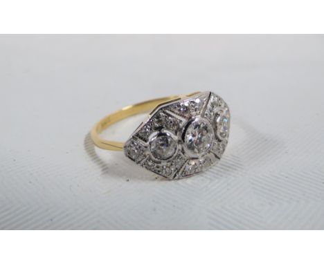 18CT GOLD ART DECO STYLE DIAMOND RING WITH 0.75 CARAT OF DIAMONDS