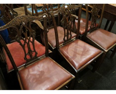 SET OF 6 ANTIQUE DINING CHAIRS IN CHIPPENDALE STYLE