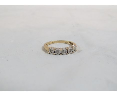 9 CARAT GOLD 5 STONE DIAMOND RING