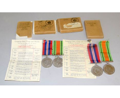 A WW2 Royal Air Force medal pair with paperwork & posting box awarded to Mr.T.Braines of Kent with a WW2 Army medal pair with