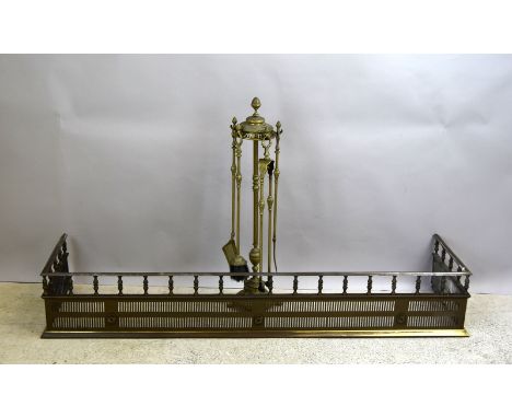 Georgian fire surround with a brass fire companion. 145 x 40 x 30cm