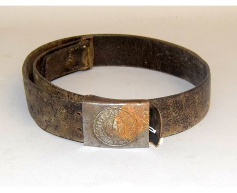 A WW2 Wehrmacht leather belt with a Denazified buckle