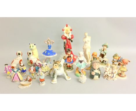 Collection of china figurines to include Hummel figures