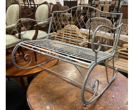 GREY METAL ROCKING BENCH