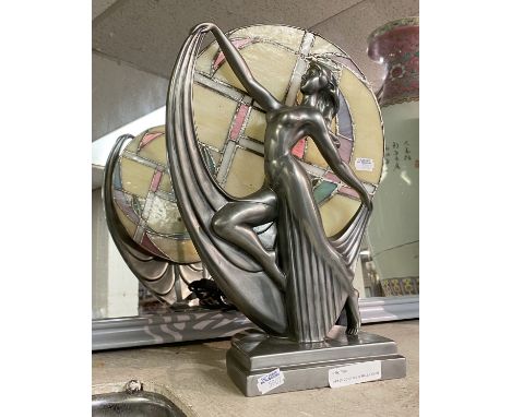 ART DECO STYLE FEMALE FIGURE TABLE LAMP - 38 CMS (H) APPROX