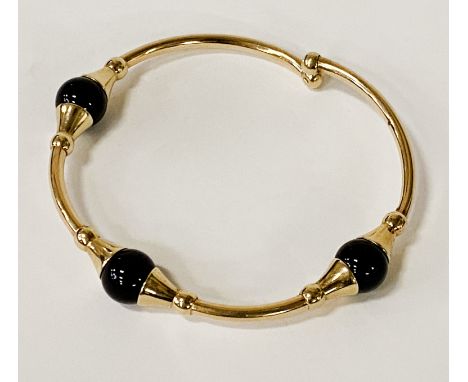 GOLD &amp; BLACK GEMSTONE BANGLE 13.9 APPROX 
