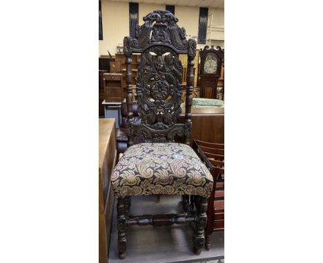 CARVED SIDE CHAIR WITH TAPESTRY SEAT 128CMS - 17TH/18TH CENTURY