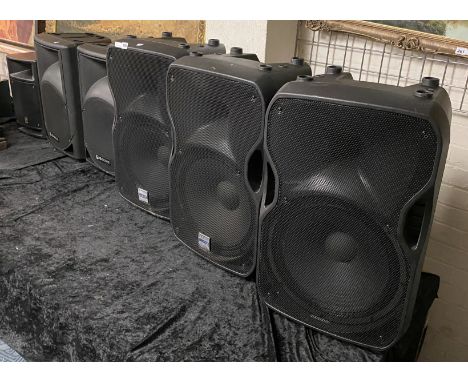 SIX P.A SPEAKERS &amp; 4 SPEAKER STANDS