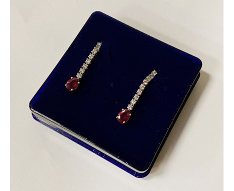 PAIR OF 18CT WHITE GOLD DIAMOND &amp; RUBY EARRINGS