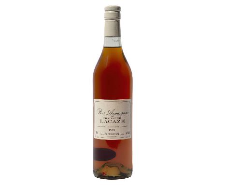 6 bottles Chateau de Lacaze Bas Armagnac 1981In original carton. 46% ABVThis lot is subject to VAT on the hammer priceLying a