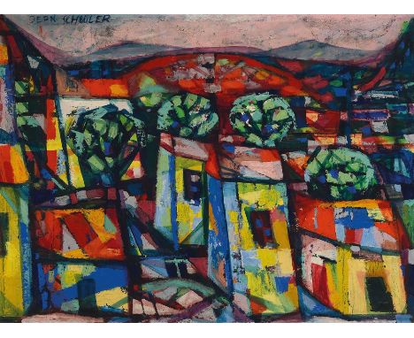 Jean Schuler, 1912 St. Ingbert-1984 Paris,  Maisons a Banyuls, Öl/Hartfaser, links oben signiert, ca. 60x80cm, R. ca. 73x93cm