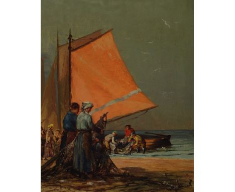 Hermann Ernst Friedrich Garling, 1892 Brüel/Mecklenburg-1961 Karlsruhe,  Fischer am Darss, rückseitig so betitelt, Öl/Malkart