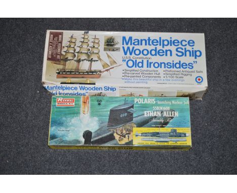 Renwal Polaris Launching Nuclear Submarine; together with an Entex mantelpiece wooden ship "Old Ironsides" construction kit. 