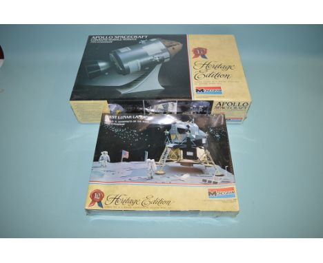 Monogram model constructor kits, Heritage Edition, to include: First Lunar Landing, 6060; and Apollo Spacecraft Command/Servi