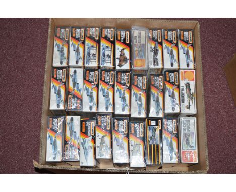 Matchbox model constructor kits: Orange series; mainly 1:72 scale, various Military and other Aircraft and Helicopters.  (27)