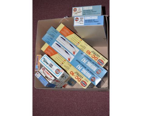 Airfix model constructor kits: mainly Commercial Aircraft 1:144 scale, to include: Lockheed Tri-stat; Concorde; DC-10 (x2), B