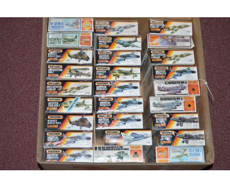 Matchbox model constructor kits: mainly 1:72 scale, orange series, Military Aircraft, Vehicles and Helicopters.  (27)