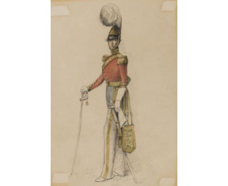 Military.- Dubois-Drahonet (Alexandre-Jean, French portrait painter, 1791-1834) Three portrait studies of military figures, o