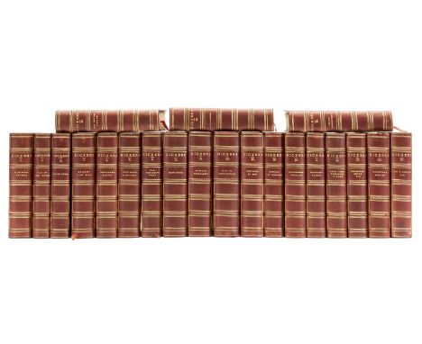 Dickens (Charles) The Works, "The Authentic Edition", 21 vol., colour frontispieces, plates, contemporary red half calf, gilt