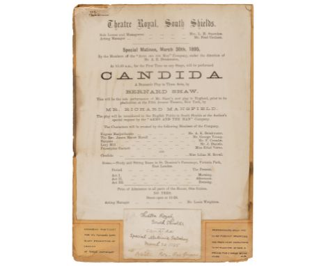 Shaw (George Bernard, playwright and polemicist, 1856-1950).- Candida... Theatre Royal, South Shields... Special Matineee, pr