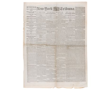 Lincoln (Abraham).- The Gettysburg Address, in New-York Daily Tribune, Friday, November 20, 1863, 8pp., unbound as issued, un