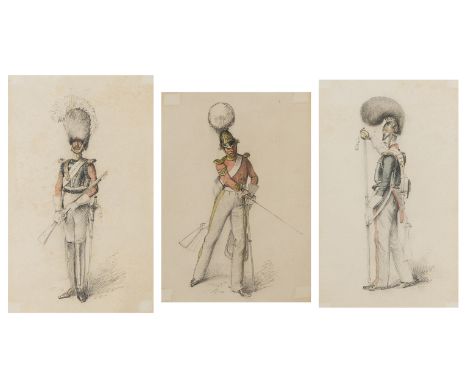 Military.- Dubois-Drahonet (Alexandre-Jean, French portrait painter, 1791-1834) Three portrait studies of military figures, a
