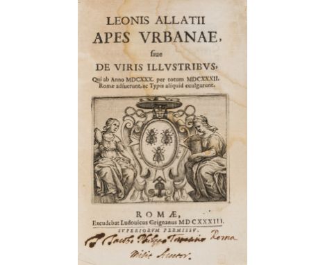 Galileo Galilei.- Allacci (Leone) Apes Urbanae sive de viris illustribus, qui ab anno MDCXXX. per totum MDCXXXII Romae abfuer