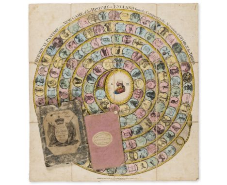 Game.- Historical Pastime. A New Game of the History of England, hand-coloured engraved sheet of clockwise spiral of small ci