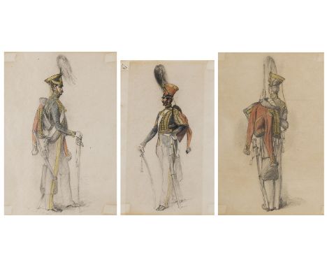Military.- Dubois-Drahonet (Alexandre-Jean, French portrait painter, 1791-1834) Three portrait studies of military figures, a