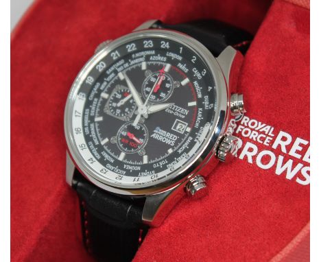 A Citizen Eco-Drive R.A.F. Red Arrows stainless steel chronograph wristwatch, circa 2015, the signed dial having three sub di