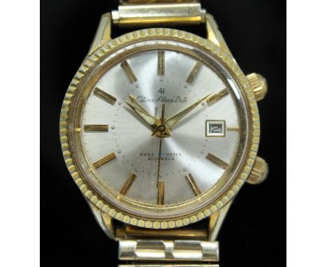 A vintage 1960s gold plated Citizen Alarm Date '41' Para 40M wriswtatch, signed silvered dial with dauphine hands and hour ma