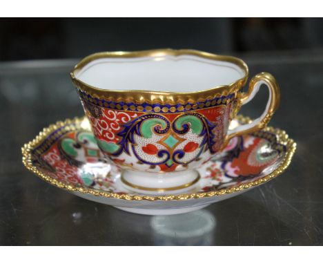 A Worcester Flight, Barr &amp; Barr porcelain tea cup and saucer, circa 1820, decorated in imari pattern. Condition - very go