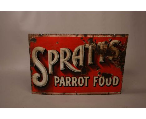Spratts Parrot Food Enamel Sign. 51x76cm #2214
