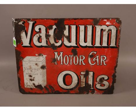 Mobiloil Double Sided Enamel Sign "Vacuum Motor Car Oils" 50x42cm#2176