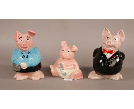NatWest Wade Ceramic Piggy banks: -Ceramic Tuxedo Piggy bank. -Ceramic Gilt/Sow Piggy Bank -Ceramic Baby Piggy Bank 29x12cm  