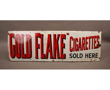 Wills's Gold Flake Cigarettes; a 1940s white and red enamel advertising sign; red lettering; 150x50cm#2231