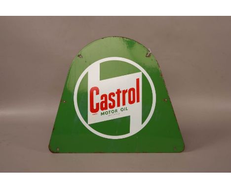 Original Castrol Motor Oil Enamel Sign from Crawfordsburn Petrol Station circa 1950's.42x36cmReserve:£80#2015