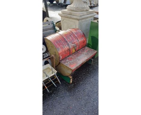 UpcycledEni Oil Barrel Bench.89x59x76cm#2272