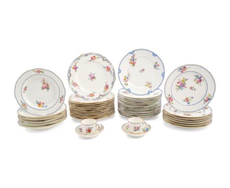 An Assembled Sevres Porcelain Part Service Painted with Loose Bouquets (Fleurs Detachees)Second Half 18th Centurybearing inte