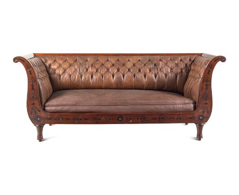 A Late Regency Mahogany and Ebony-Inlaid Sofa&nbsp;Circa 1820Height 30 x width 26 x depth 34 inches.This lot is located in Ch