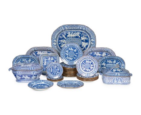 An English Etruscan Transferware Dinner ServiceHerculaneum Factory, Liverpool, Early 19th Centurycomprising:8 dessert plates1