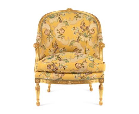 A George III Giltwood Bergere&nbsp;Attributed to Thomas Chippendale, Circa 1775Height 38 x width 29 inches.This lot is locate