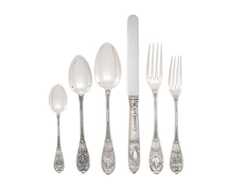 A French Silver Flatware ServiceMaison Odiot, Paris, 20th CenturyCompiegne pattern, comprising:&nbsp;12 dinner knives12 dinne