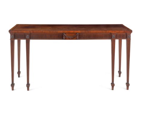 A George III Mahogany and Ebony-Inlaid Serving Table in the Manner of Thomas ChippendaleCirca 1775Height 36 x width 72 x dept