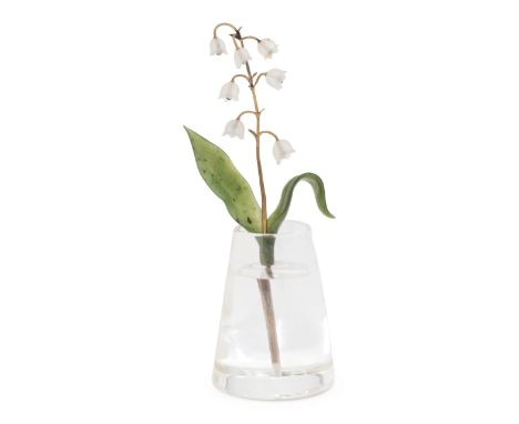 An Important Cartier Carved Rock Crystal, Aventurine and Moonstone Lily of the Valley Flower StudyCirca 1925the stem with scr