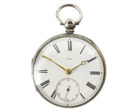 A Victorian silver open face key wind fusee pocket watch. The 40mm white enamel dial numbered 6526, the movement signed Bolts